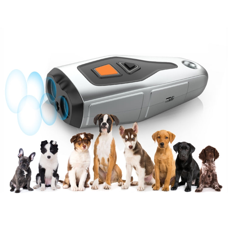 Dual Probe Dual Drive Ultrasonic Stop Barker Pet Trainer(Silver Gray) - Training Aids by PMC Jewellery | Online Shopping South Africa | PMC Jewellery | Buy Now Pay Later Mobicred