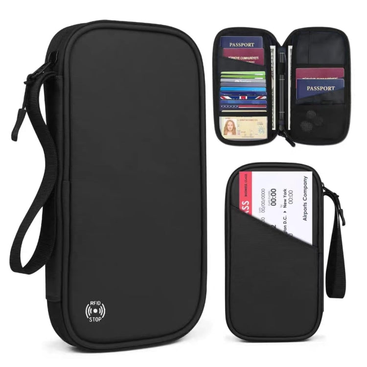 RFID Anti-Theft Certificate Storage Package Oxford Cloth Handheld Travel Passport Card Bag(Black) - Antimagnetic RFID Package by PMC Jewellery | Online Shopping South Africa | PMC Jewellery