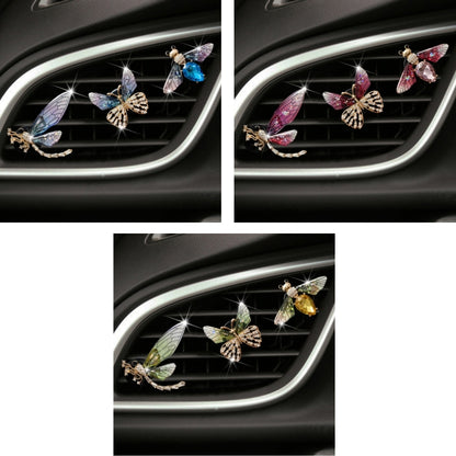 3pcs/set Metal Butterfly Dragonfly Bee Car Air Vent Aromatherapy Decorative Clip(Green) - Air Freshener by PMC Jewellery | Online Shopping South Africa | PMC Jewellery | Buy Now Pay Later Mobicred