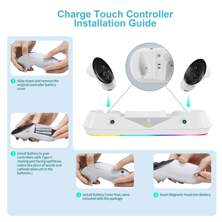 JYS-MQ001 For Meta Quest 3 VR Glasses Handle Magnetic Suction Charging Base With Battery Set VR Game Seat Charging Accessories - VR Accessories by JYS | Online Shopping South Africa | PMC Jewellery | Buy Now Pay Later Mobicred