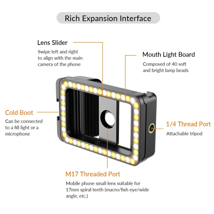 APEXEL  Multifunctional Fill Light Phone Clip With 1/4 Inch & M17 M37 Thread Tnterface APL-FL.23 - free shipping - PMC TechLife - Order now!