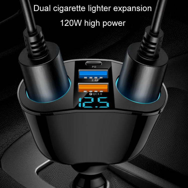 Dual USB Type-C Real-time Digital Display Cigarette Lighter Expansion Car Charger, Model: 66W Dual A+C - Car Charger by PMC Jewellery | Online Shopping South Africa | PMC Jewellery | Buy Now Pay Later Mobicred