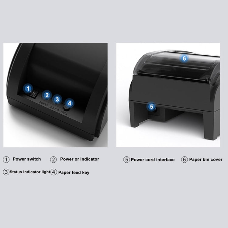 58mm USB Computer Version+Mobile Bluetooth Automatic Order Takeout Receipt Cashier Thermal Printer(EU Plug) - Printer by PMC TechLife | Online Shopping South Africa | PMC TechLife | Buy Now Pay Later Mobicred