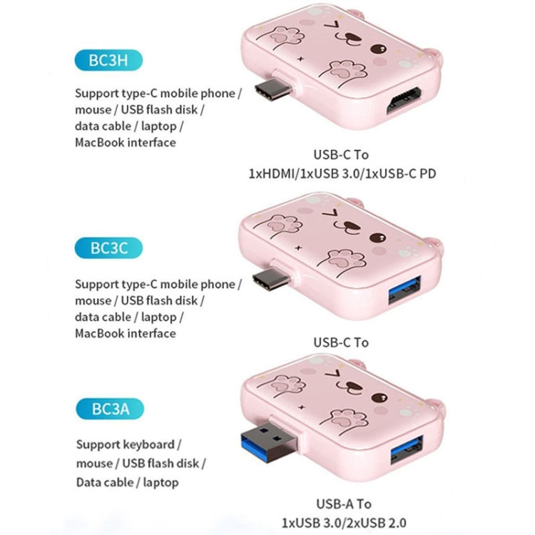 3 In 1 USB Hub For iPad / Phone Docking Station, Port: 3A USB3.0+USB2.0 x 2 Pink - USB 3.0 HUB by PMC Jewellery | Online Shopping South Africa | PMC Jewellery | Buy Now Pay Later Mobicred