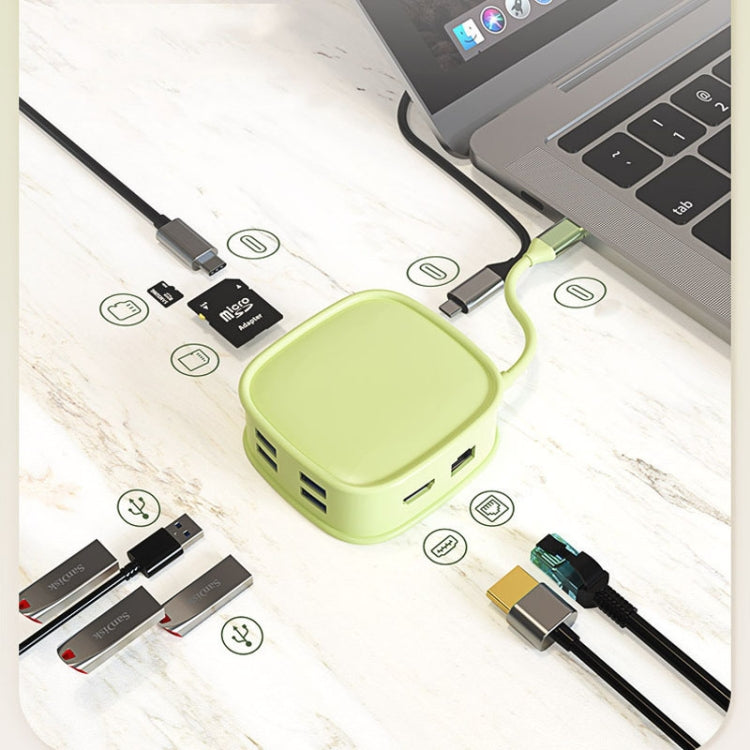 BS10H 10 In 1 Type-C Docking Station Multifunction USB Hub 100Gb Ethernet Port(Green) - USB HUB by PMC Jewellery | Online Shopping South Africa | PMC Jewellery | Buy Now Pay Later Mobicred