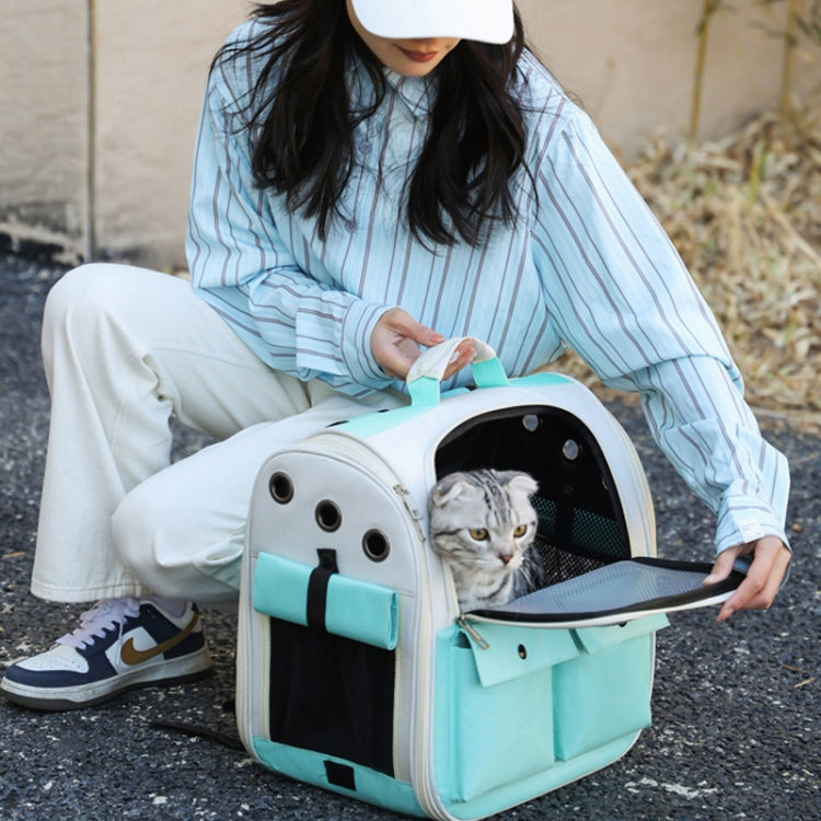 Breathable Square Cat Backpack Foldable Outdoor Portable Pet Bag(Model 4 Blue) - Pet Bags by PMC TechLife | Online Shopping South Africa | PMC TechLife | Buy Now Pay Later Mobicred