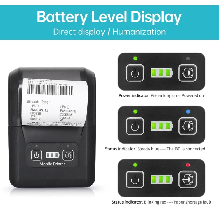 58mm Portable USB Charging Home Phone Bluetooth Thermal Printer(UK Plug) - Printer by PMC Jewellery | Online Shopping South Africa | PMC Jewellery | Buy Now Pay Later Mobicred