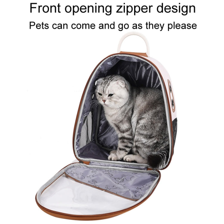 PU Pet Bag Cats And Dogs Outing Carrying Capsule Double Shoulder Backpacks(Model 1 Brown) - Pet Bags by PMC TechLife | Online Shopping South Africa | PMC TechLife | Buy Now Pay Later Mobicred