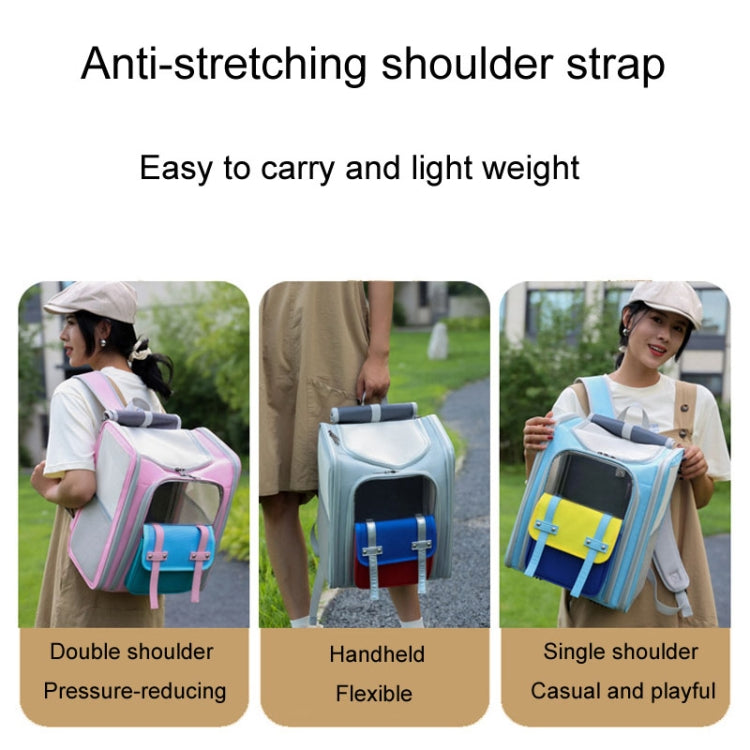 Square Foldable Cats Backpack Pets Outdoor Portable Double Shoulder Bag(Model 8 Blue) - Pet Storages & Bags by PMC TechLife | Online Shopping South Africa | PMC TechLife | Buy Now Pay Later Mobicred