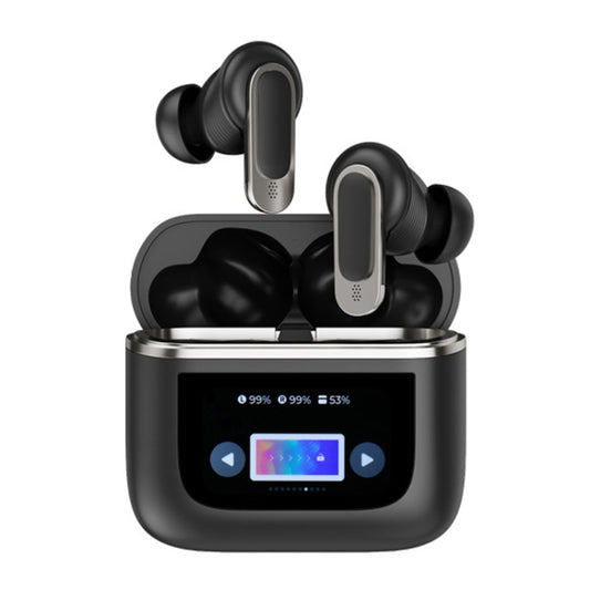 Color Screen Touch ANC Active Noise Reduction LCD Wireless Bluetooth Earphones(Black) - Bluetooth Earphone by PMC Jewellery | Online Shopping South Africa | PMC Jewellery | Buy Now Pay Later Mobicred