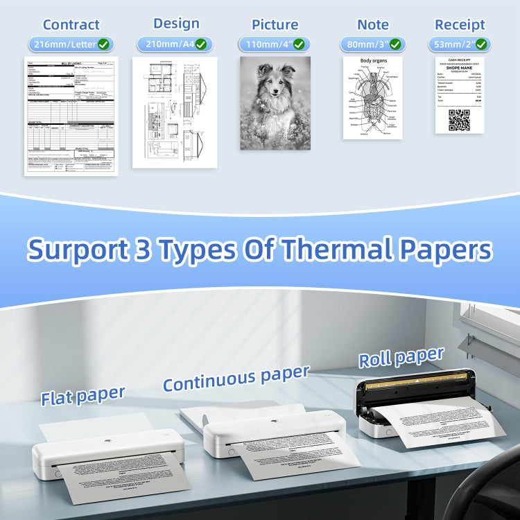 Phomemo M834 Wireless Bluetooth Thermal Printer Support Multi-Size Thermal Paper - free shipping - PMC TechLife - Order now!