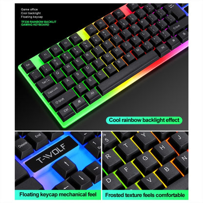 T-WOLF TF230 Colorful Light Effect Game Office Computer Wired Keyboard and Mouse Kit(Black) - Wired Keyboard by T-WOLF | Online Shopping South Africa | PMC Jewellery | Buy Now Pay Later Mobicred