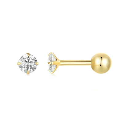 S925 Sterling Silver Platinum Plated Zircon Stud Earrings Jewelry, Color: Gold White Zirconia S - Stud Earrings & Earrings by PMC Jewellery | Online Shopping South Africa | PMC Jewellery