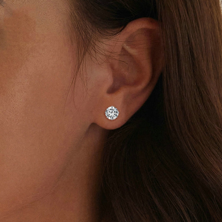 S925 Sterling Silver Platinum Plated Zircon Stud Earrings Jewelry, Color: White Zirconia M - Stud Earrings & Earrings by PMC Jewellery | Online Shopping South Africa | PMC Jewellery