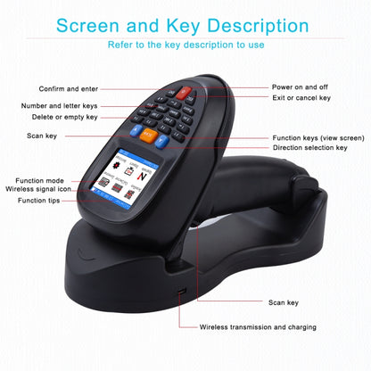 1D Laser  Wireless Barcode Reader Scanner Data Collector With 2.2-Inch LCD Screen - Barcode Scanner by PMC Jewellery | Online Shopping South Africa | PMC Jewellery | Buy Now Pay Later Mobicred