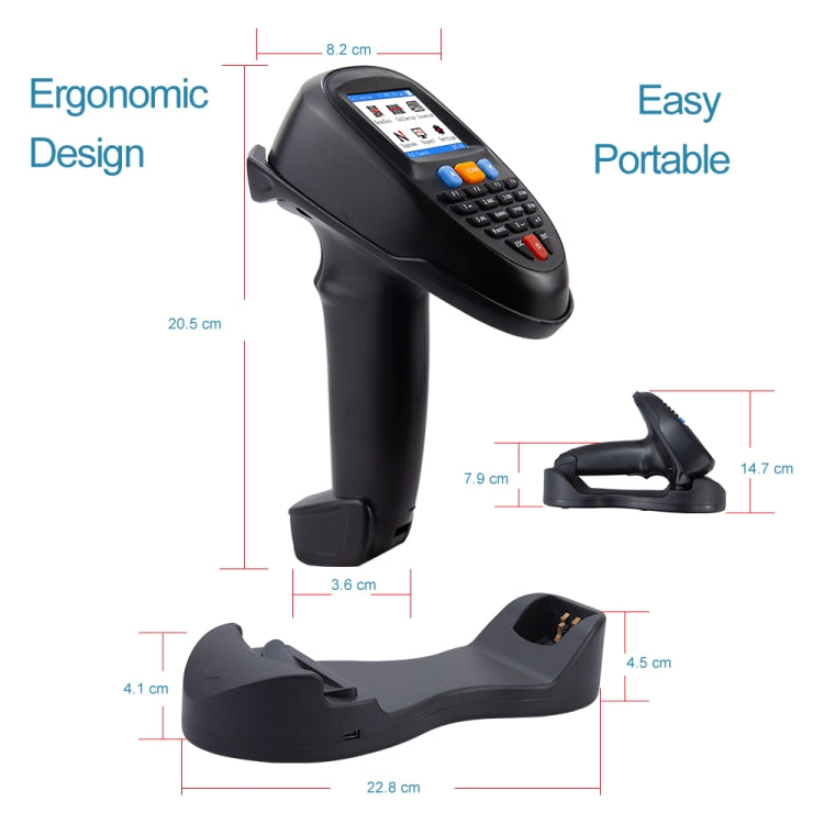 1D Laser  Wireless Barcode Reader Scanner Data Collector With 2.2-Inch LCD Screen - Barcode Scanner by PMC Jewellery | Online Shopping South Africa | PMC Jewellery | Buy Now Pay Later Mobicred