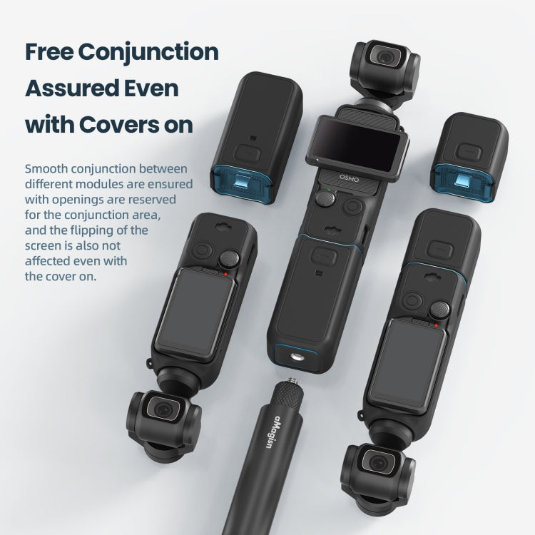 For DJI Osmo Pocket 3 AMagisn Silicone Protection Case Movement Camera Accessories, Style: 7 In 1 Black - Case & Bags by aMagisn | Online Shopping South Africa | PMC Jewellery | Buy Now Pay Later Mobicred