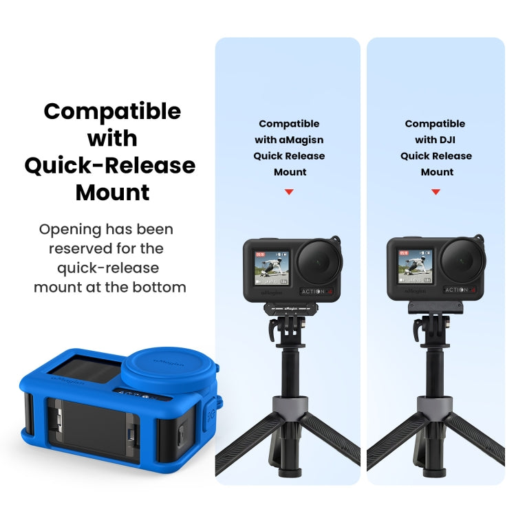 For DJI Osmo Action 4 / 3 aMagisn Silicone Protection Case Camera Protection Accessories(Blue) - Case & Bags by aMagisn | Online Shopping South Africa | PMC Jewellery | Buy Now Pay Later Mobicred