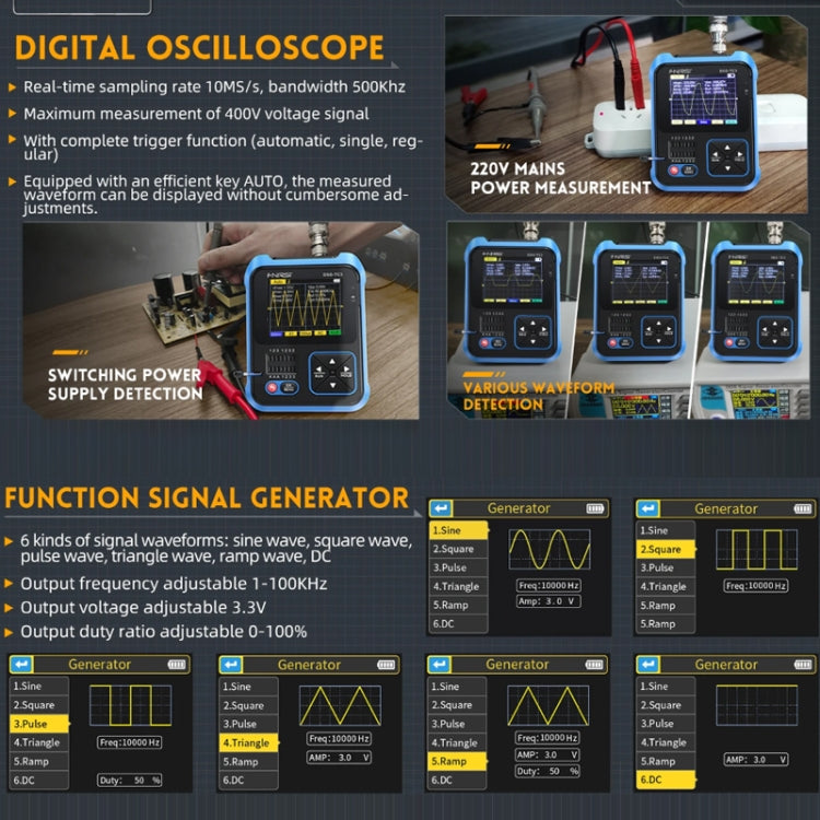 FNIRSI 3 In 1 Handheld Digital Oscilloscope LCR Transistor Tester, Specification: Upgrade - Digital Multimeter by FNIRSI | Online Shopping South Africa | PMC Jewellery | Buy Now Pay Later Mobicred