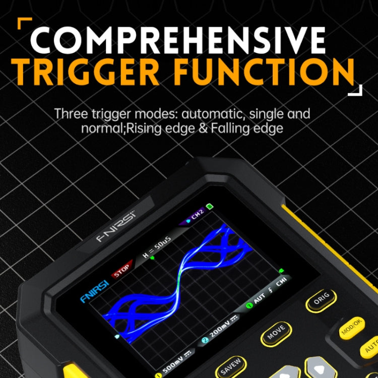 FNIRSI 2 In 1 Small Handheld Fluorescence Digital Dual-Channel Oscilloscope, US Plug(Yellow) - Other Tester Tool by FNIRSI | Online Shopping South Africa | PMC Jewellery | Buy Now Pay Later Mobicred