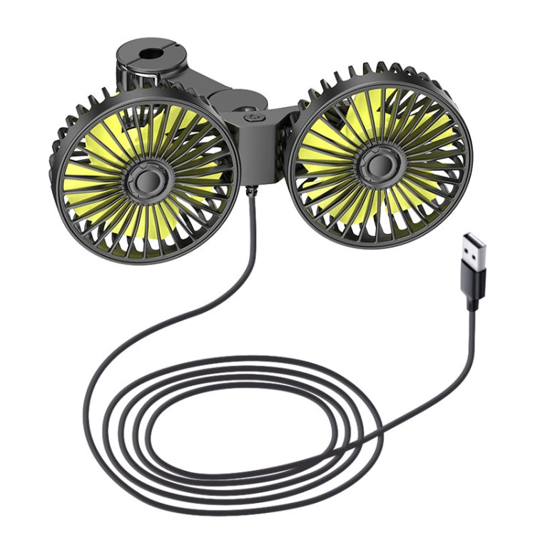 SUITU F4208 Car Cooling Fan Vehicle Rear Seatback USB Dual-Head Electrical Fan(Yellow And Black) - Heating & Fans by SUITU | Online Shopping South Africa | PMC Jewellery | Buy Now Pay Later Mobicred