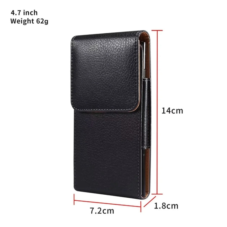 4.7 Inch  Men Vertical Mobile Phone Waist Bag Litchi Pattern Back Clip Buckle Belt Leather Case -  by PMC TechLife | Online Shopping South Africa | PMC TechLife | Buy Now Pay Later Mobicred