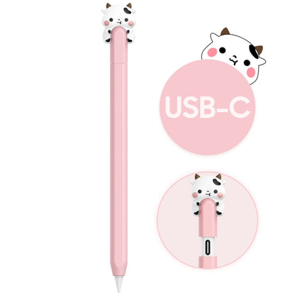 For Apple Pencil (USB-C) AhaStyle PT129-3 Stylus Cover Silicone Cartoon Protective Case, Style: Pink Cow - Pencil Accessories by AhaStyle | Online Shopping South Africa | PMC Jewellery | Buy Now Pay Later Mobicred