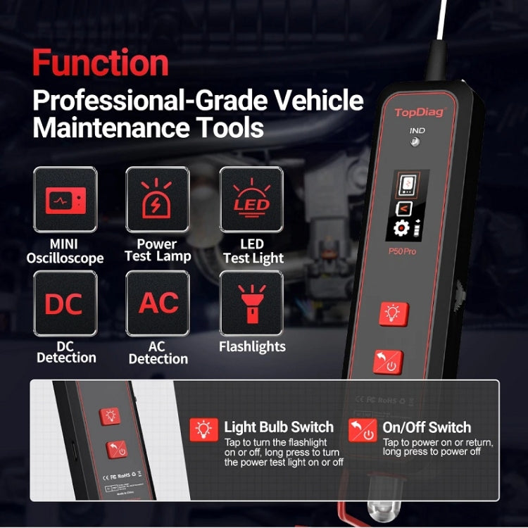 JDiag Mini Circuit Tester AC/DC Detection Multi-function Oscilloscope(P50 Pro) - Electronic Test by JDiag | Online Shopping South Africa | PMC TechLife | Buy Now Pay Later Mobicred