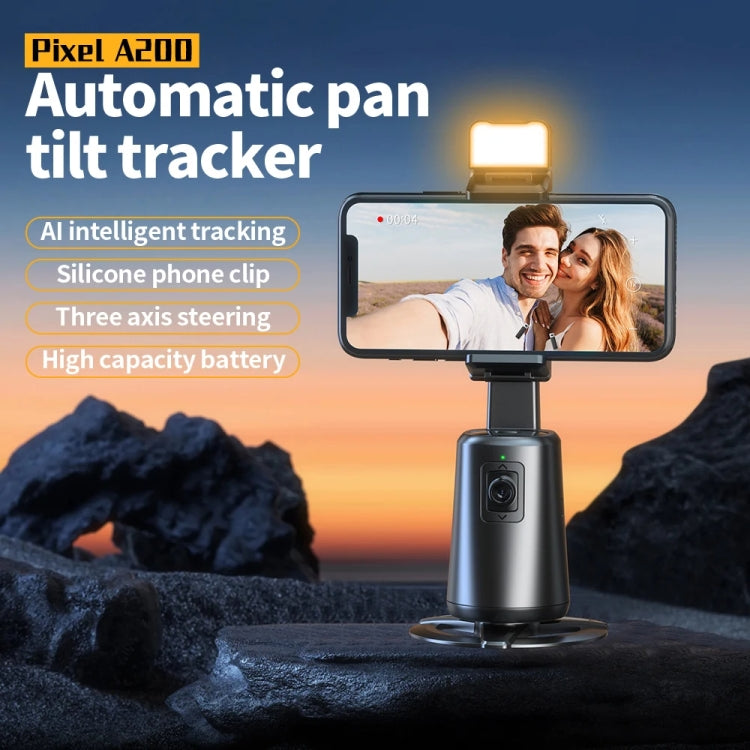 Pixel A200  Auto Tracking Gimbal Stabilizer 360 Degree Rotation Selfie Stick With Fill Light Set 1 - Handheld Gimbals by Pixel | Online Shopping South Africa | PMC Jewellery | Buy Now Pay Later Mobicred