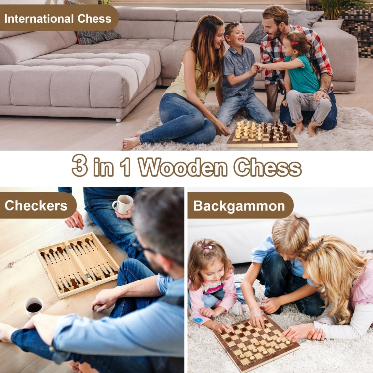 34 x 34cm 3 In 1 Wooden Chess Set Foldable Chess Board For Kids Adults - Table Games by PMC Jewellery | Online Shopping South Africa | PMC Jewellery | Buy Now Pay Later Mobicred