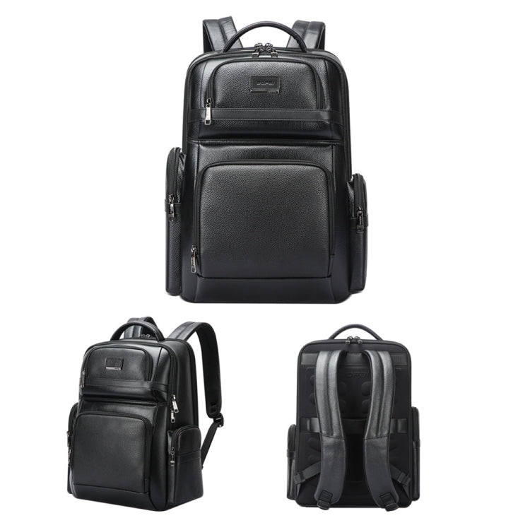 Bopai 61-123291 Large-capacity First-layer Cowhide Laptop Backpack with USB+Type-C Port, Color: Lychee - Backpack by Bopai | Online Shopping South Africa | PMC Jewellery | Buy Now Pay Later Mobicred