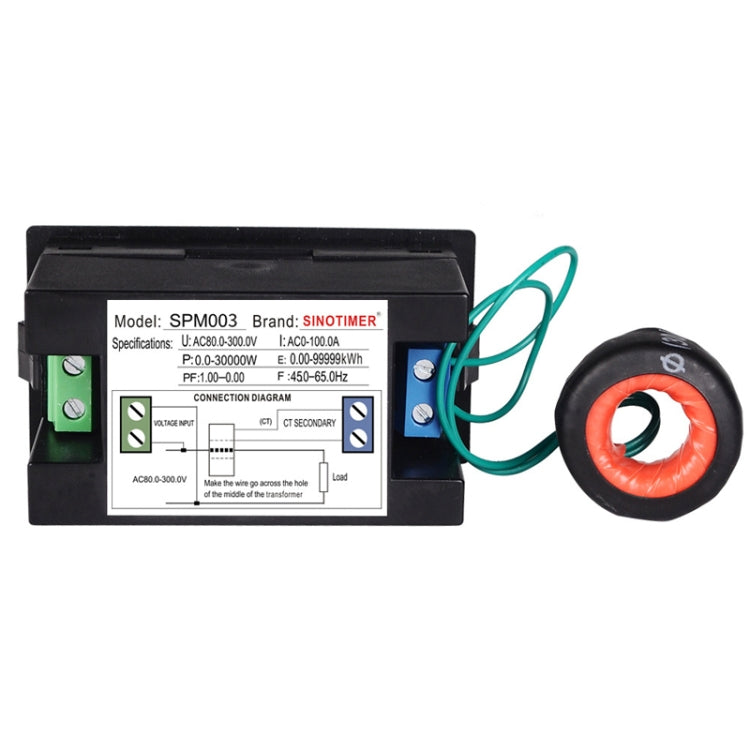 SINOTIMER SPM003 AC LED Digital Voltmeter Frequency Factors Meter Power Monitor, Specification: AC80-300V 100A - Current & Voltage Tester by SINOTIMER | Online Shopping South Africa | PMC TechLife | Buy Now Pay Later Mobicred