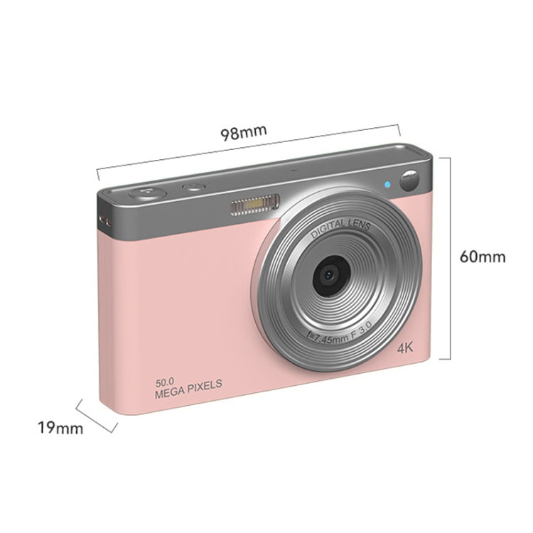 50 MP HD Camera 4K Video Retro Vlog Self-Shooting Camera(Pink) - Video Cameras by PMC TechLife | Online Shopping South Africa | PMC TechLife | Buy Now Pay Later Mobicred
