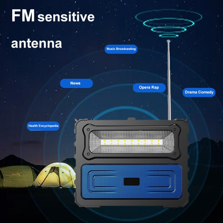 DV-690 Dual LED Light Solar Wireless Bluetooth Speaker Outdoor Camping FM Radio(Blue) - Radio Player by PMC Jewellery | Online Shopping South Africa | PMC Jewellery | Buy Now Pay Later Mobicred