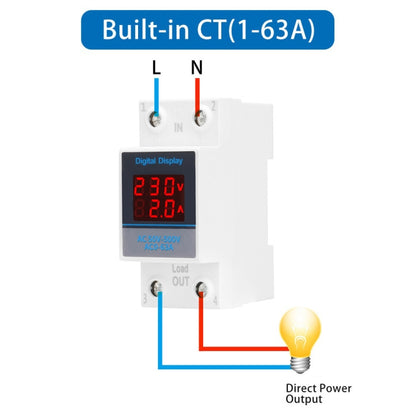 SINOTIMER SDM002 Household DIN Rail Single-Phase AC Dual Display Voltage And Current Meter(63A Build-In Intestinal Sensor) - Current & Voltage Tester by SINOTIMER | Online Shopping South Africa | PMC Jewellery | Buy Now Pay Later Mobicred