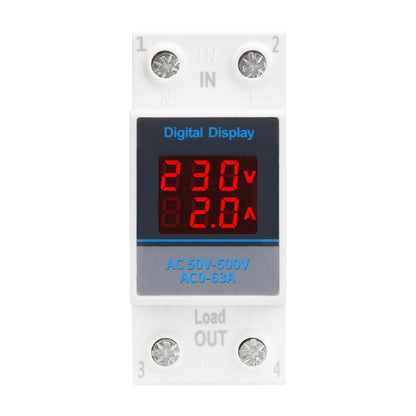 SINOTIMER SDM002 Household DIN Rail Single-Phase AC Dual Display Voltage And Current Meter(63A Build-In Intestinal Sensor) - Current & Voltage Tester by SINOTIMER | Online Shopping South Africa | PMC Jewellery | Buy Now Pay Later Mobicred