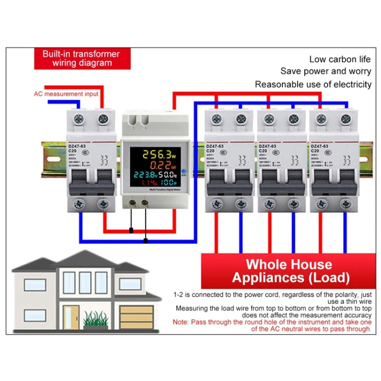 SINOTIMER SDM009 Din Rail Single-Phase Voltage Current Frequency Power Factor Electricity Multifunctional Meter, Model: AC40-300V Built-In - Current & Voltage Tester by SINOTIMER | Online Shopping South Africa | PMC Jewellery | Buy Now Pay Later Mobicred