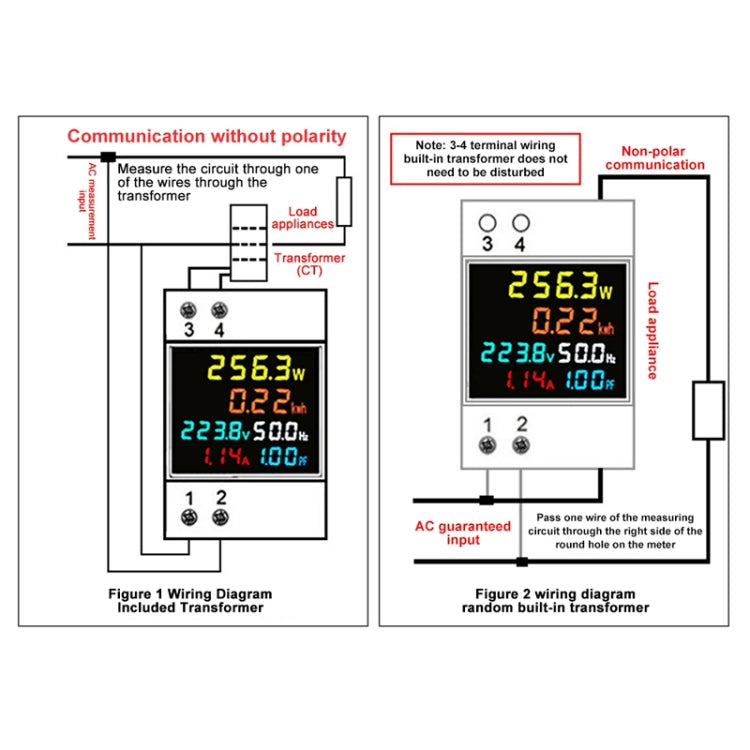 SINOTIMER SDM009 Din Rail Single-Phase Voltage Current Frequency Power Factor Electricity Multifunctional Meter, Model: AC40-300V External - Current & Voltage Tester by SINOTIMER | Online Shopping South Africa | PMC Jewellery | Buy Now Pay Later Mobicred