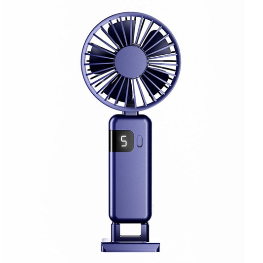 Portable Digital Display Hanging Neck Mute Small Fan USB Charging Handheld Foldable Fan(Blue) - Electric Fans by PMC Jewellery | Online Shopping South Africa | PMC Jewellery | Buy Now Pay Later Mobicred