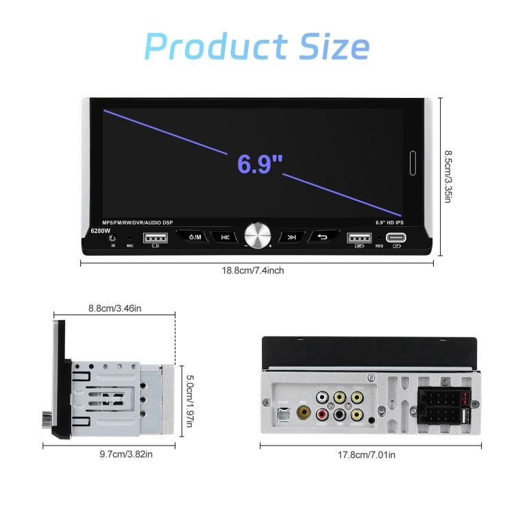 Single Spindle 6.9 inch MP5 With Knob Player Carplay Function Car MP4 Backup Camera, Specification: Standard - free shipping - PMC TechLife - Order now!