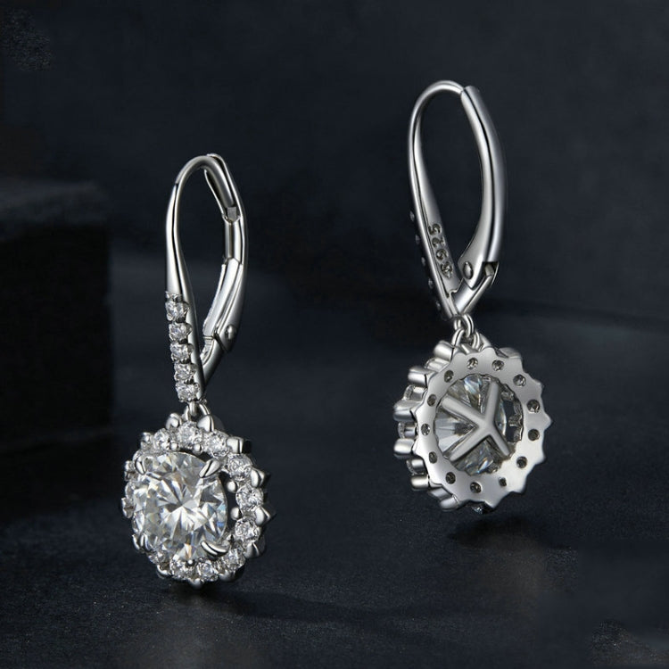 S925 Sterling Silver Platinum Plated Moissanite Women Earrings(MSE046) - Stud Earrings & Earrings by PMC Jewellery | Online Shopping South Africa | PMC Jewellery