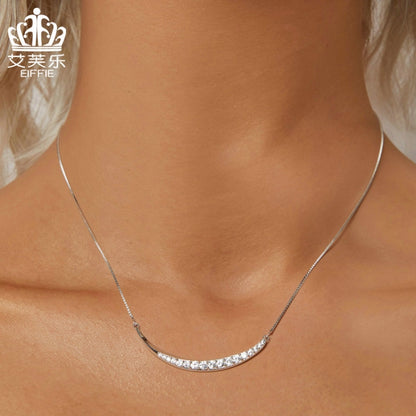 S925 Sterling Silver Crescent Moon Necklace for Women(BSN374) - Necklaces & Pendants by PMC Jewellery | Online Shopping South Africa | PMC Jewellery