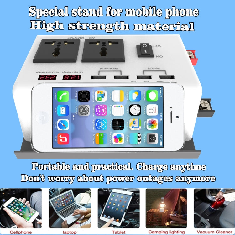 DC 12V To AC 220V Car Inverter Dual Socket 4USB - Modified Square Wave by PMC TechLife | Online Shopping South Africa | PMC TechLife | Buy Now Pay Later Mobicred