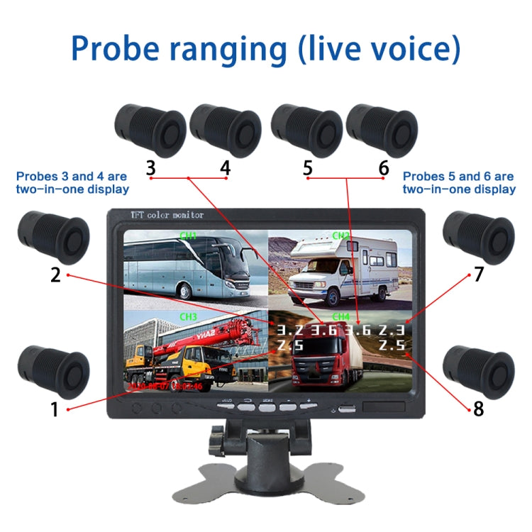 7 Inch Four-Way Monitor With Reverse Detection Digital Radar(PZ905) - Radar Detectors by PMC Jewellery | Online Shopping South Africa | PMC Jewellery | Buy Now Pay Later Mobicred