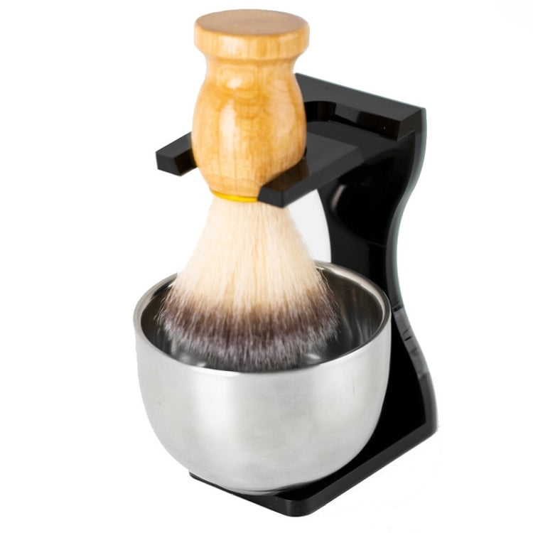 3pcs /Set Men Foam Manual Wooden Handle Beard Brush Set, Color: Nylon Wool Black - Manual Razor by PMC TechLife | Online Shopping South Africa | PMC TechLife | Buy Now Pay Later Mobicred