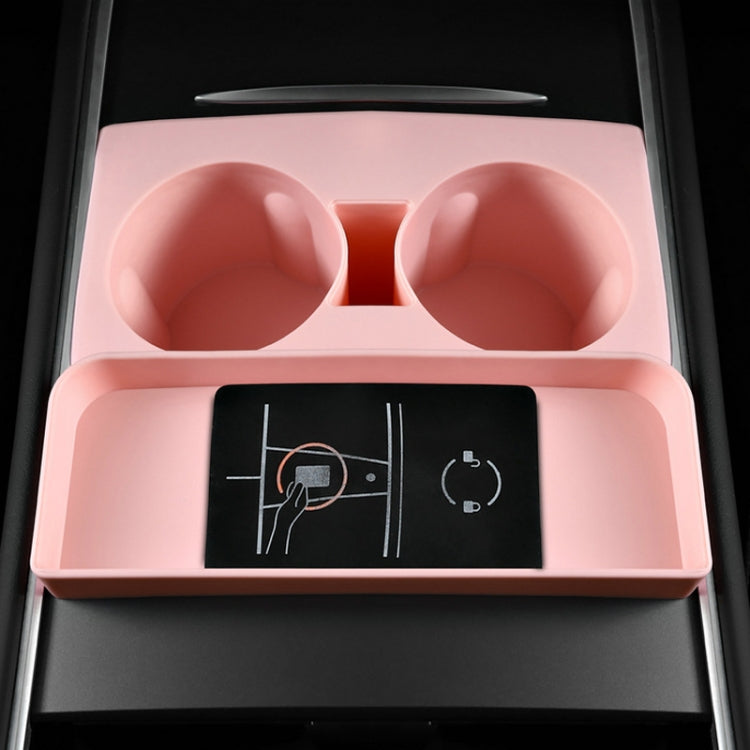 For Tesla Model3/Y Central Water Cup Limiter Silicone Coaster(Pink) - Car Drink Holders by PMC TechLife | Online Shopping South Africa | PMC TechLife | Buy Now Pay Later Mobicred