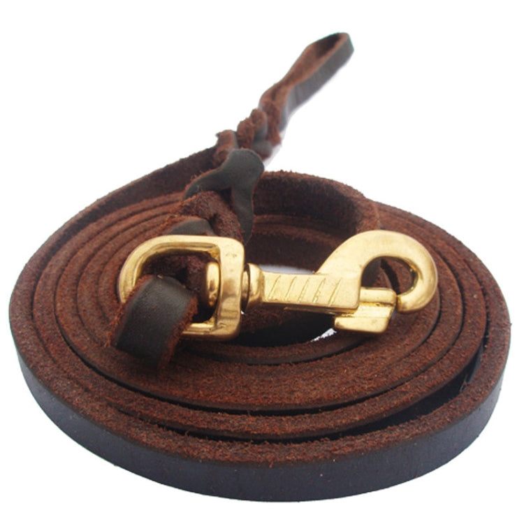1.2 x 300cm Pet Outing Cowhide Towing Leash Dog Training Harness(Bronze Hook) - Leashes & Chest Strap by PMC TechLife | Online Shopping South Africa | PMC TechLife | Buy Now Pay Later Mobicred