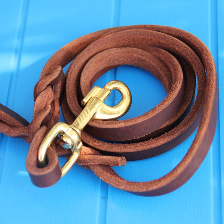 1.2 x 300cm Pet Outing Cowhide Towing Leash Dog Training Harness(Bronze Hook) - Leashes & Chest Strap by PMC TechLife | Online Shopping South Africa | PMC TechLife | Buy Now Pay Later Mobicred