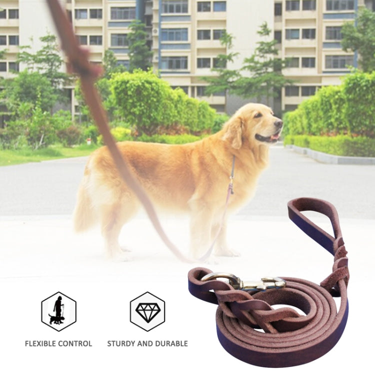 1.2 x 300cm Pet Outing Cowhide Towing Leash Dog Training Harness(Bronze Hook) - Leashes & Chest Strap by PMC TechLife | Online Shopping South Africa | PMC TechLife | Buy Now Pay Later Mobicred