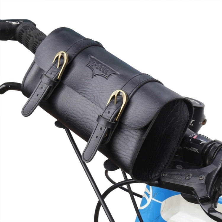 B-SOUL Bicycle Electric Scooter Riding Retro Front Head Bag(Black) - Bicycle Bags by B-SOUL | Online Shopping South Africa | PMC Jewellery